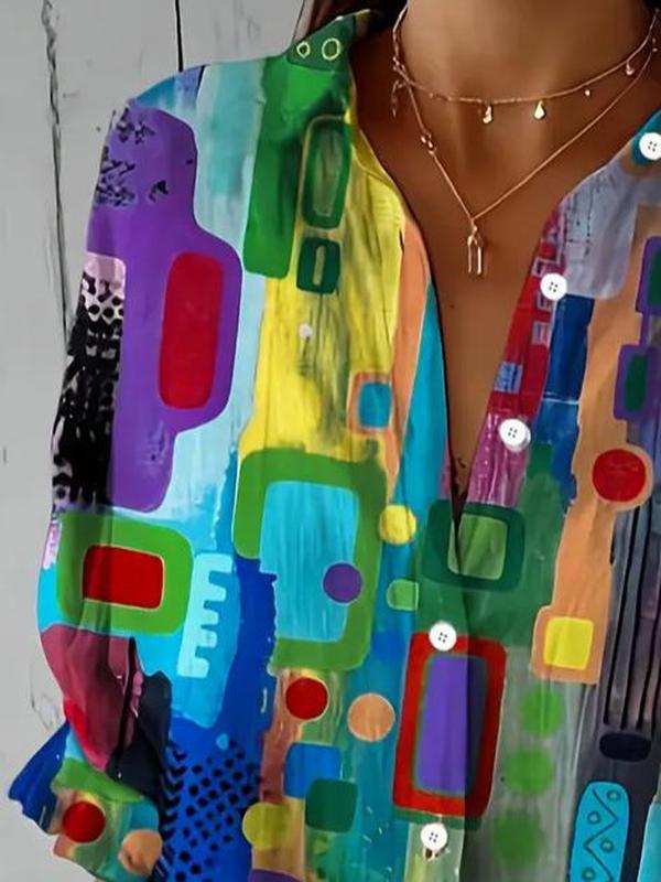 Edna™ - ELEGANT GEOMETRIC PRINT BLOUSE