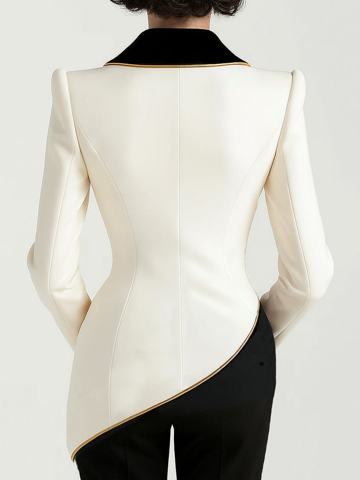 Ivy™ - ELEGANT ASYMMETRICAL BLAZER WITH CONTRAST LAPELS