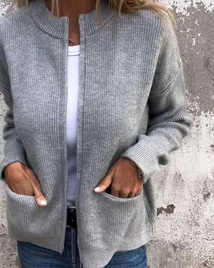 Noémie™ - ELEGANT CARDIGAN WITH ZIPPER DETAIL