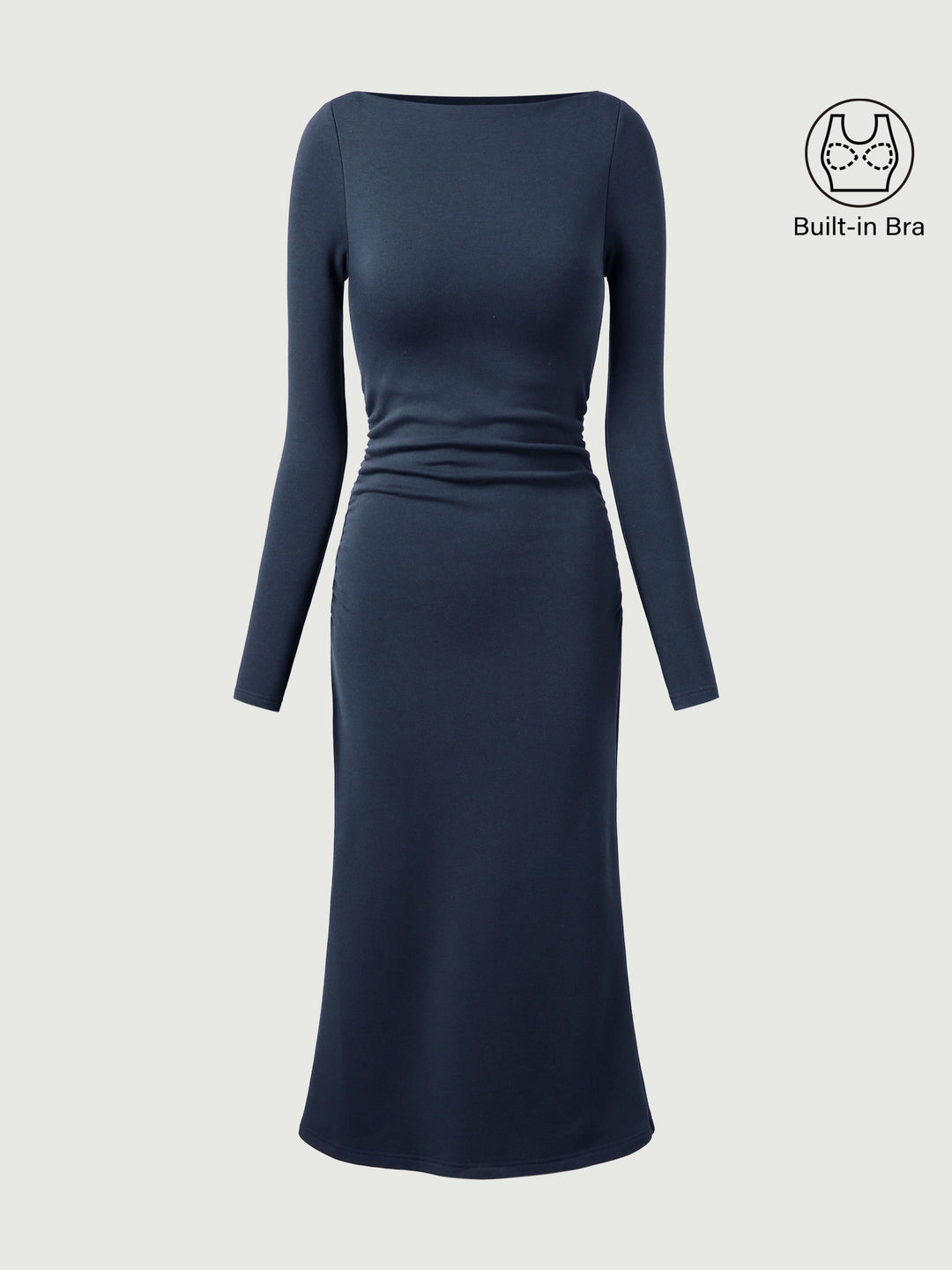 Thalina Ruched Sides Brami Midi Dress™ - FLATTERING, RUCHED MIDI DRESS WITH ADJUSTABLE SIDES