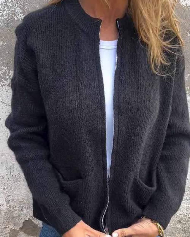Noémie™ - ELEGANT CARDIGAN WITH ZIPPER DETAIL