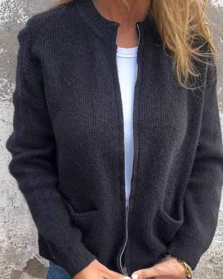 Noémie™ - ELEGANT CARDIGAN WITH ZIPPER DETAIL