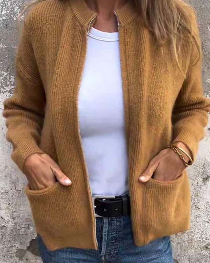Noémie™ - ELEGANT CARDIGAN WITH ZIPPER DETAIL