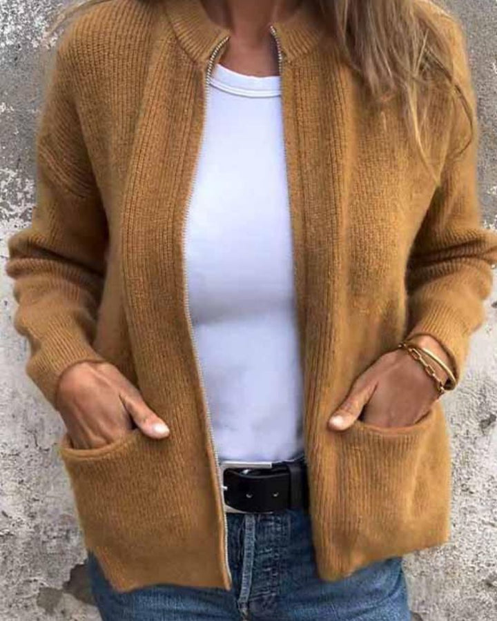 Noémie™ - ELEGANT CARDIGAN WITH ZIPPER DETAIL