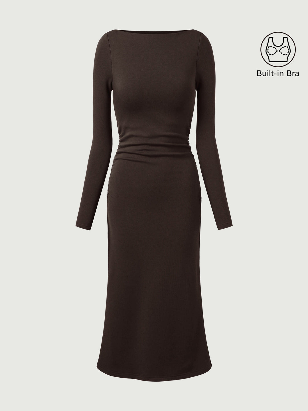Thalina Ruched Sides Brami Midi Dress™ - FLATTERING, RUCHED MIDI DRESS WITH ADJUSTABLE SIDES
