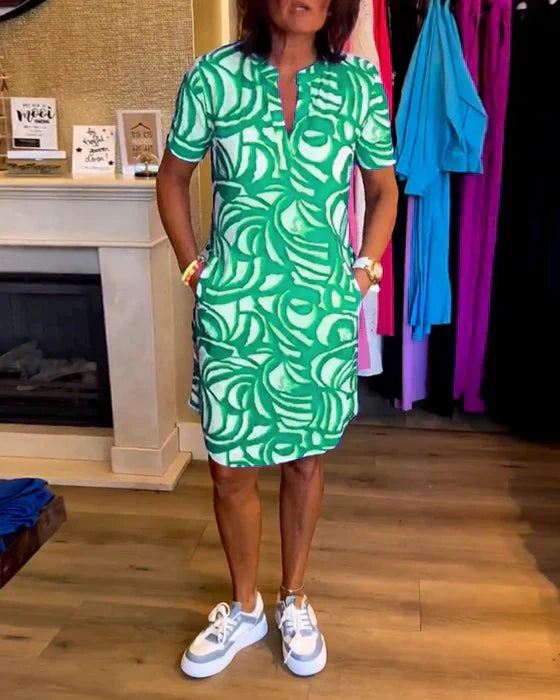 KARIN™ - COLOURFUL V-NECK DRESS