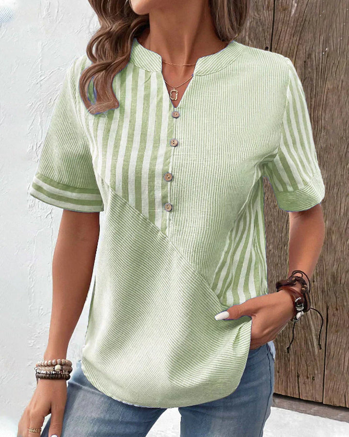 Jenny™ - STRIPED LINEN-COTTON SUMMER TOP