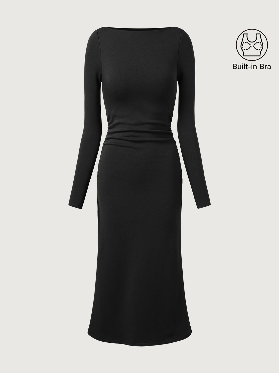 Thalina Ruched Sides Brami Midi Dress™ - FLATTERING, RUCHED MIDI DRESS WITH ADJUSTABLE SIDES