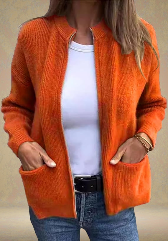 Noémie™ - ELEGANT CARDIGAN WITH ZIPPER DETAIL