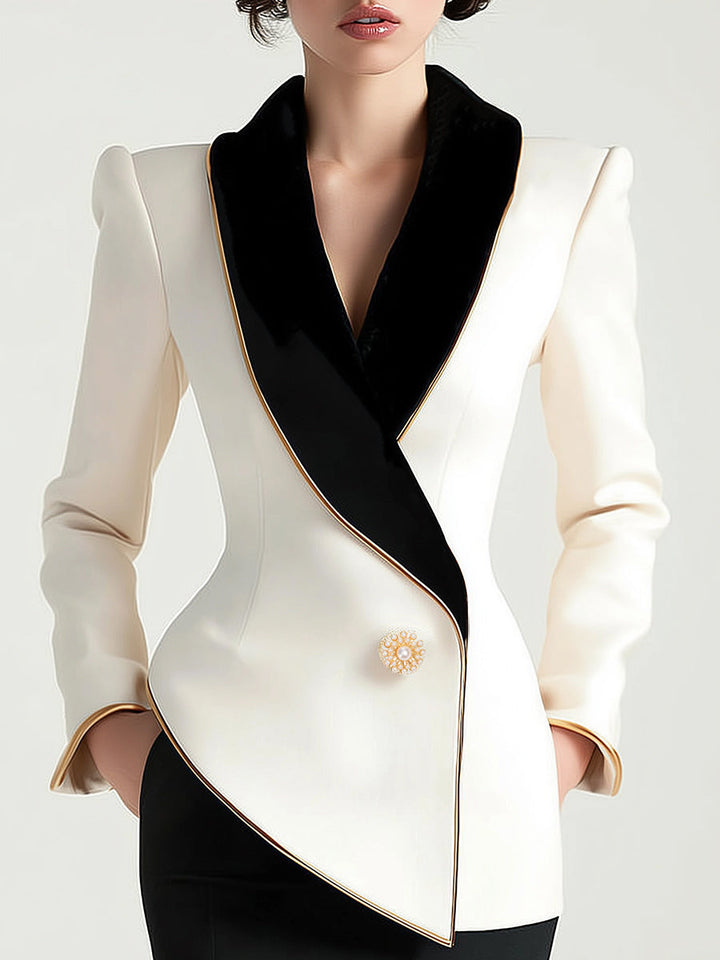 Ivy™ - ELEGANT ASYMMETRICAL BLAZER WITH CONTRAST LAPELS