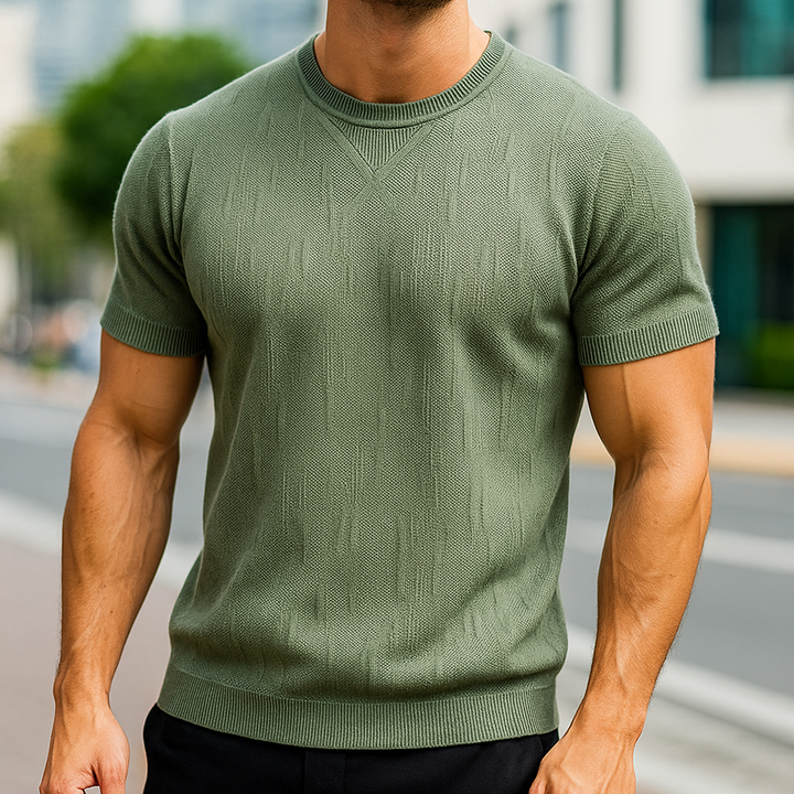 Cavari™ - KNITTED COTTON T-SHIRT WITH RELAXED FIT