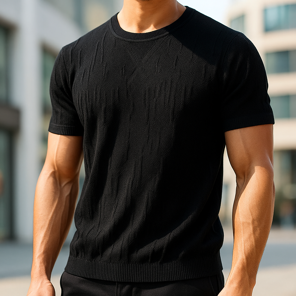 Cavari™ - KNITTED COTTON T-SHIRT WITH RELAXED FIT