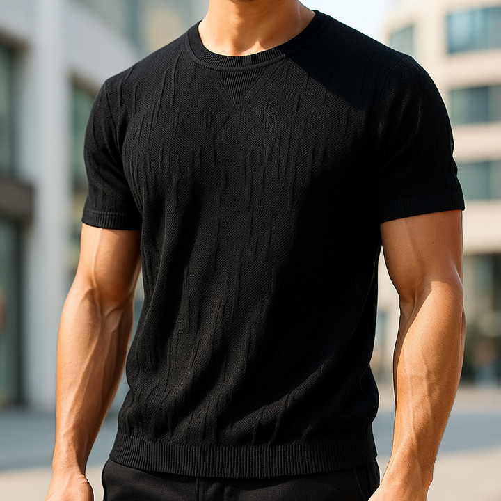 Cavari™ - KNITTED COTTON T-SHIRT WITH RELAXED FIT