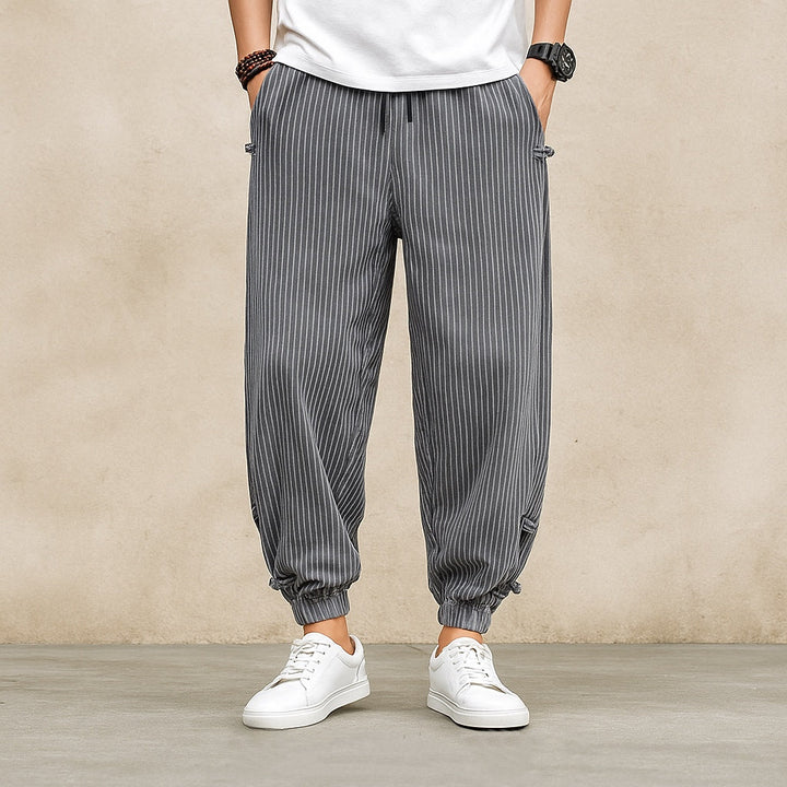 Aurelio™ - STRIPED COTTON TROUSERS WITH A RELAXED FIT