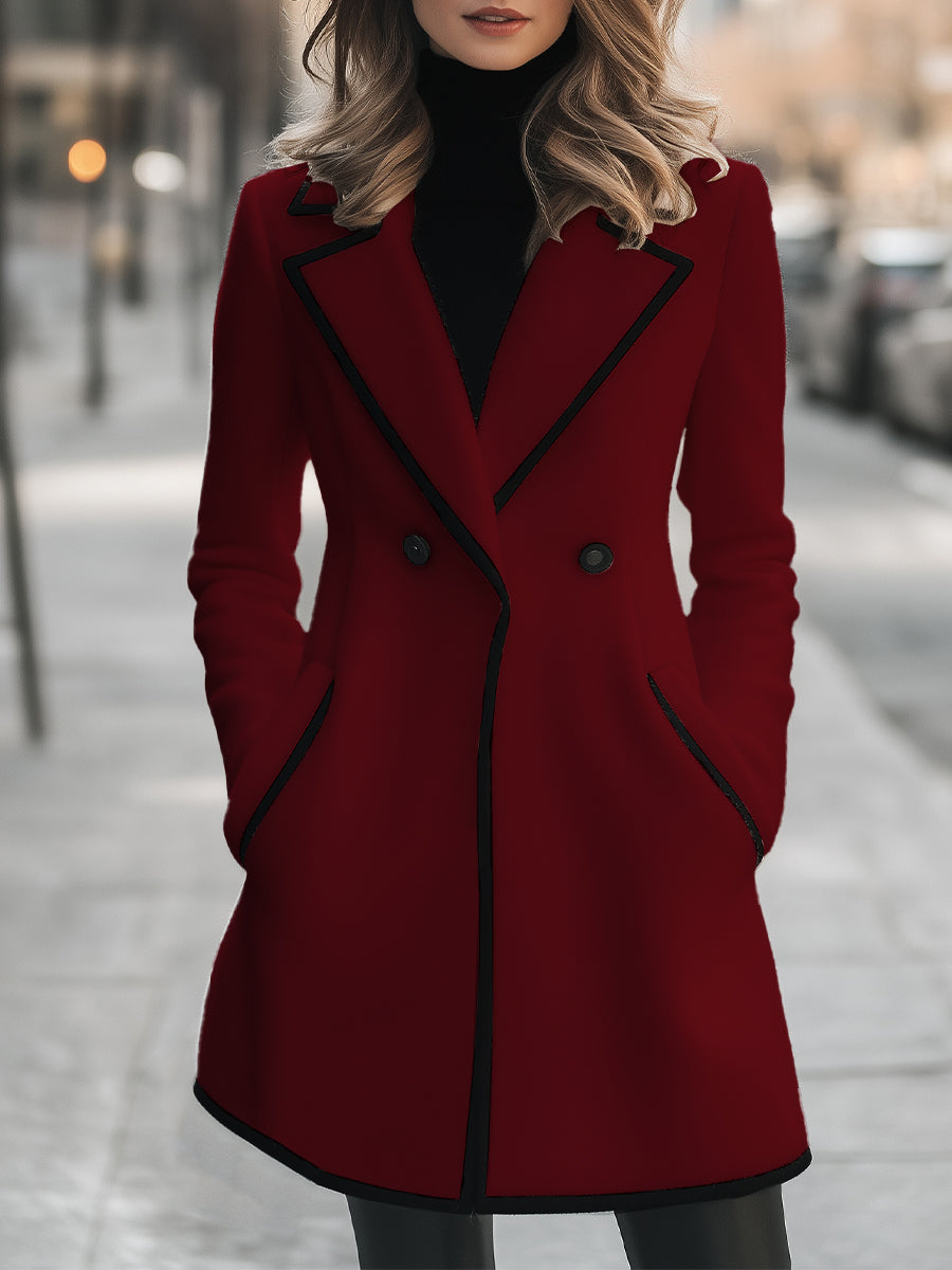 Jasmine™ - ELEGANT DOUBLE-BREASTED COAT WITH CONTRAST TRIM