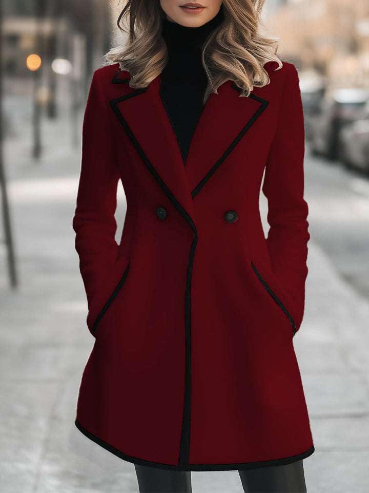 Jasmine™ - ELEGANT DOUBLE-BREASTED COAT WITH CONTRAST TRIM