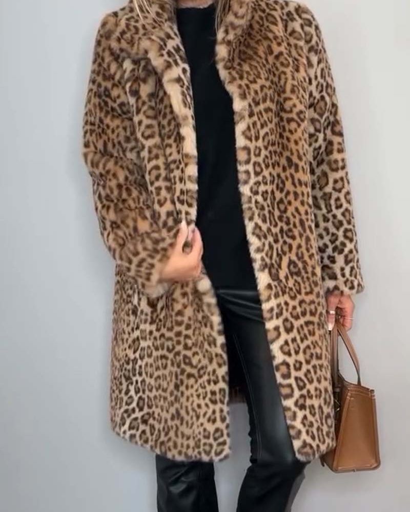 Xylia™ – ELEGANT LEOPARD PRINT LONG COAT