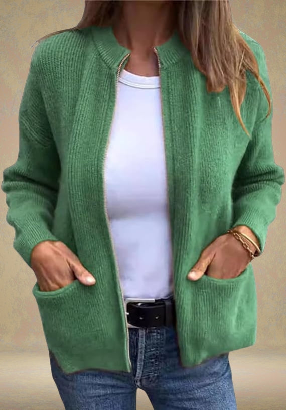 Noémie™ - ELEGANT CARDIGAN WITH ZIPPER DETAIL