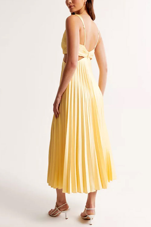 EVA™ - CUT-OUT WAIST SLEEVELESS PLEATED MAXI DRESS