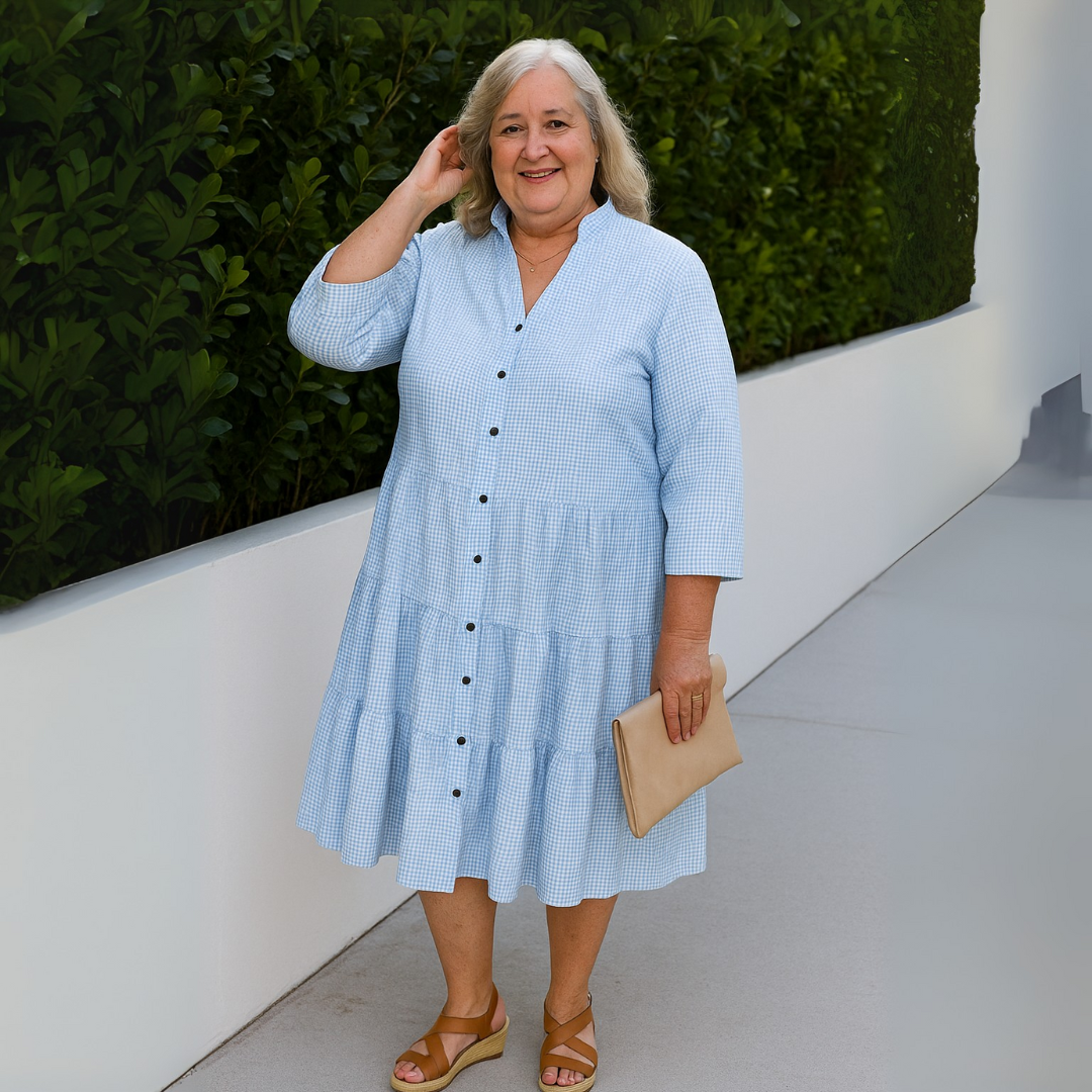 Édith™ - LIGHTWEIGHT CHECKED SUMMER DRESS WITH FLATTERING FIT