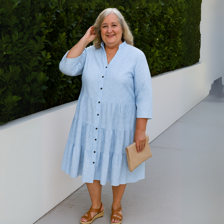 Édith™ - LIGHTWEIGHT CHECKED SUMMER DRESS WITH FLATTERING FIT