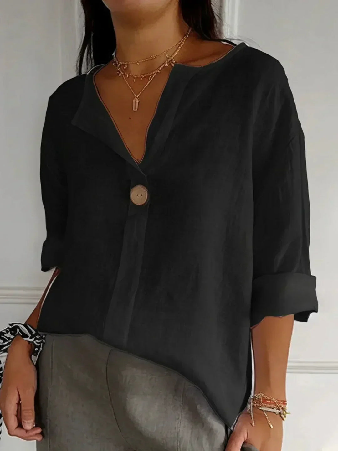 JAYNE™ - CASUAL V-NECK TUMMY-COVER BLOUSE