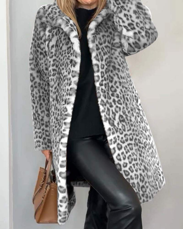 Xylia™ – ELEGANT LEOPARD PRINT LONG COAT