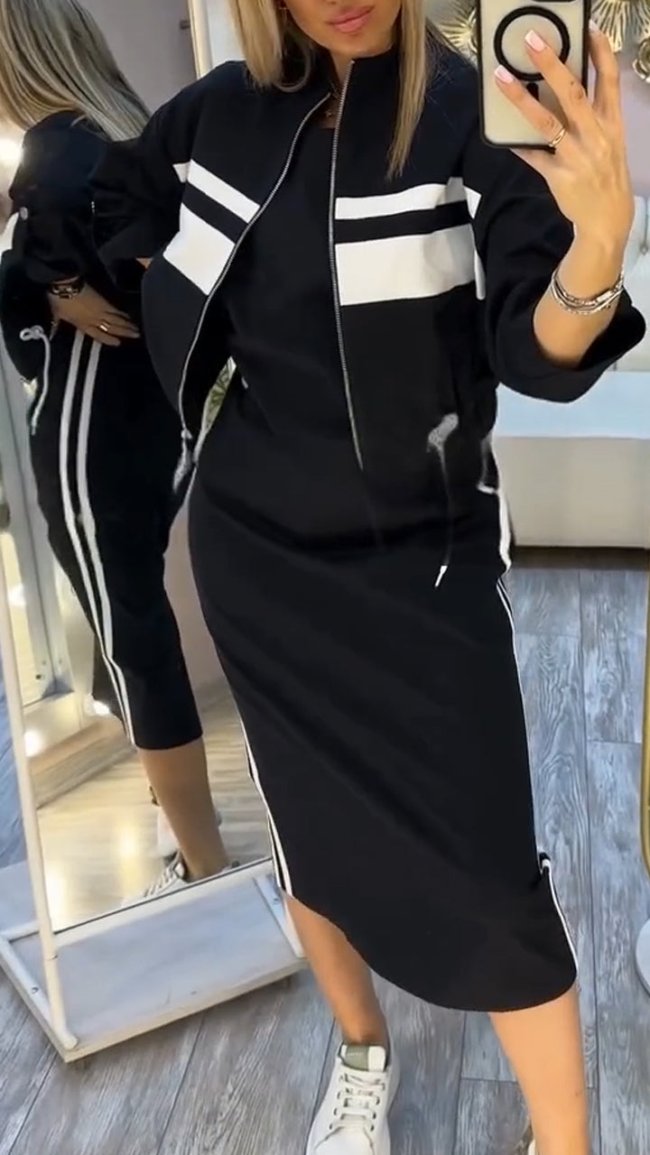 Marielle™ - CASUAL-CHIC MIDI DRESS AND ZIP-UP JACKET SET
