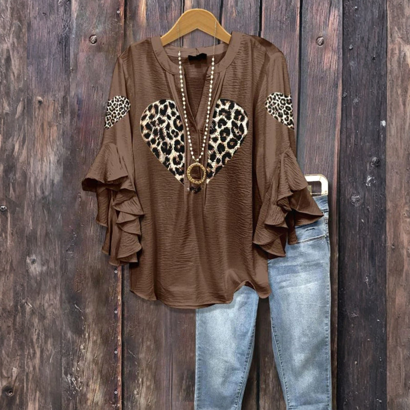 Marissa™ - VINTAGE PRINT BLOUSE WITH HEART DESIGN