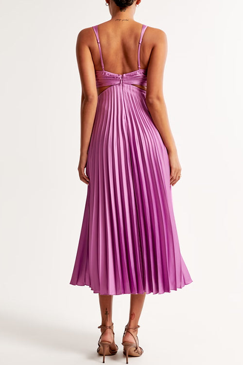 EVA™ - CUT-OUT WAIST SLEEVELESS PLEATED MAXI DRESS
