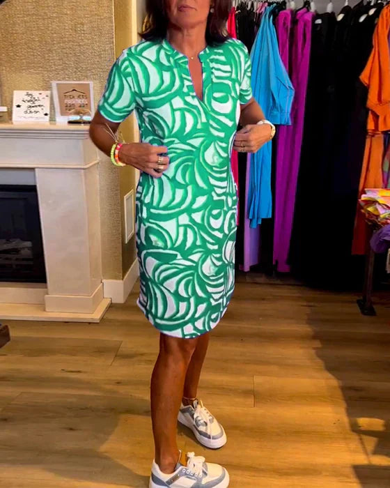 KARIN™ - COLOURFUL V-NECK DRESS