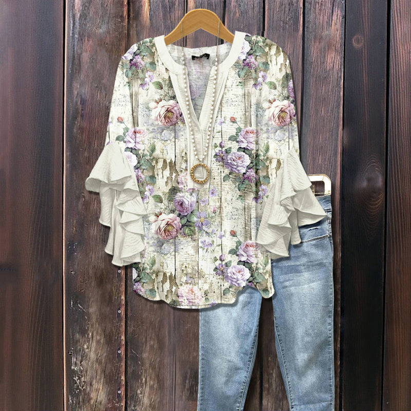 Violet™ - CASUAL FLORAL PRINT BLOUSE WITH EFFORTLESS STYLE