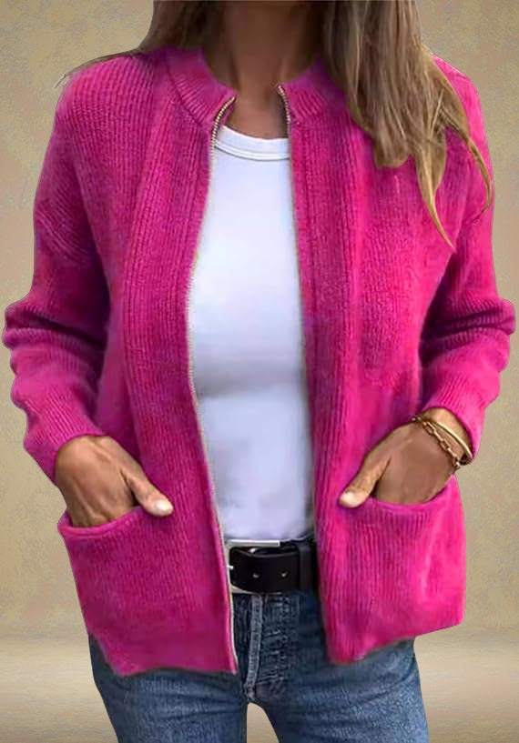 Noémie™ - ELEGANT CARDIGAN WITH ZIPPER DETAIL