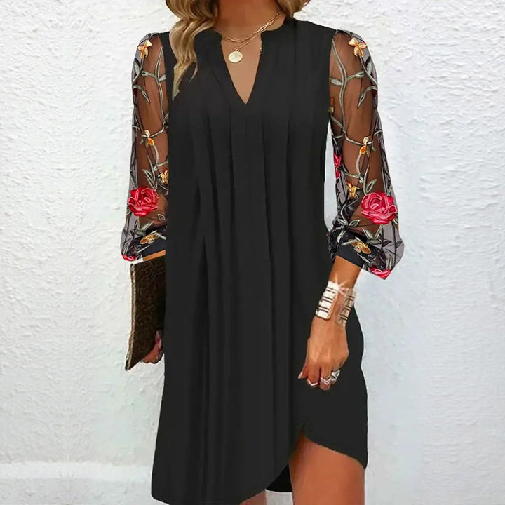 Lana™ - ELEGANT DRESS WITH EMBROIDERED SLEEVES