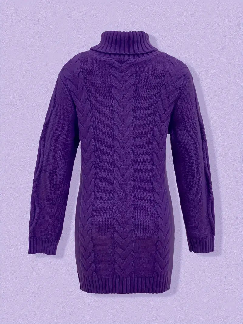 Ulalume™ – COZY CHUNKY CABLE TURTLENECK DRESS