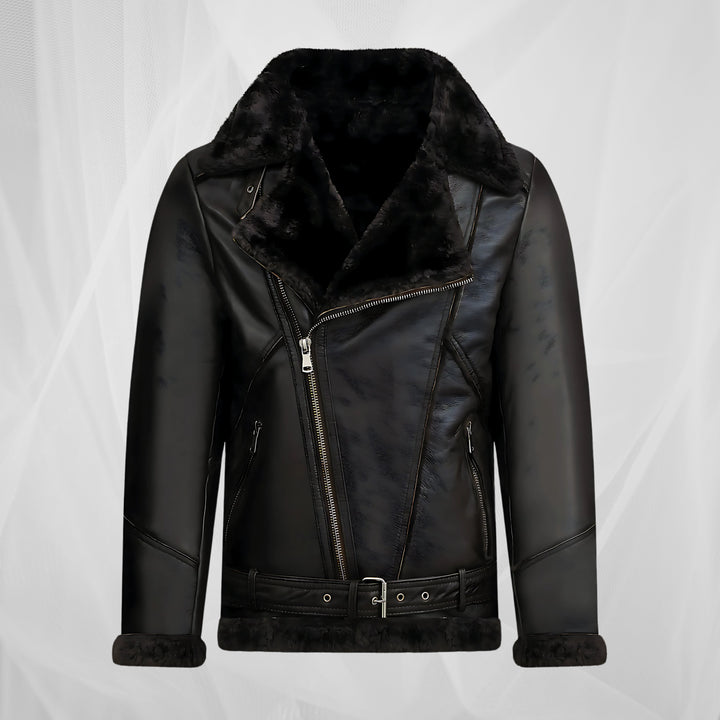 Luke™ – MEN’S STYLISH BLACK SHEARLING JACKET