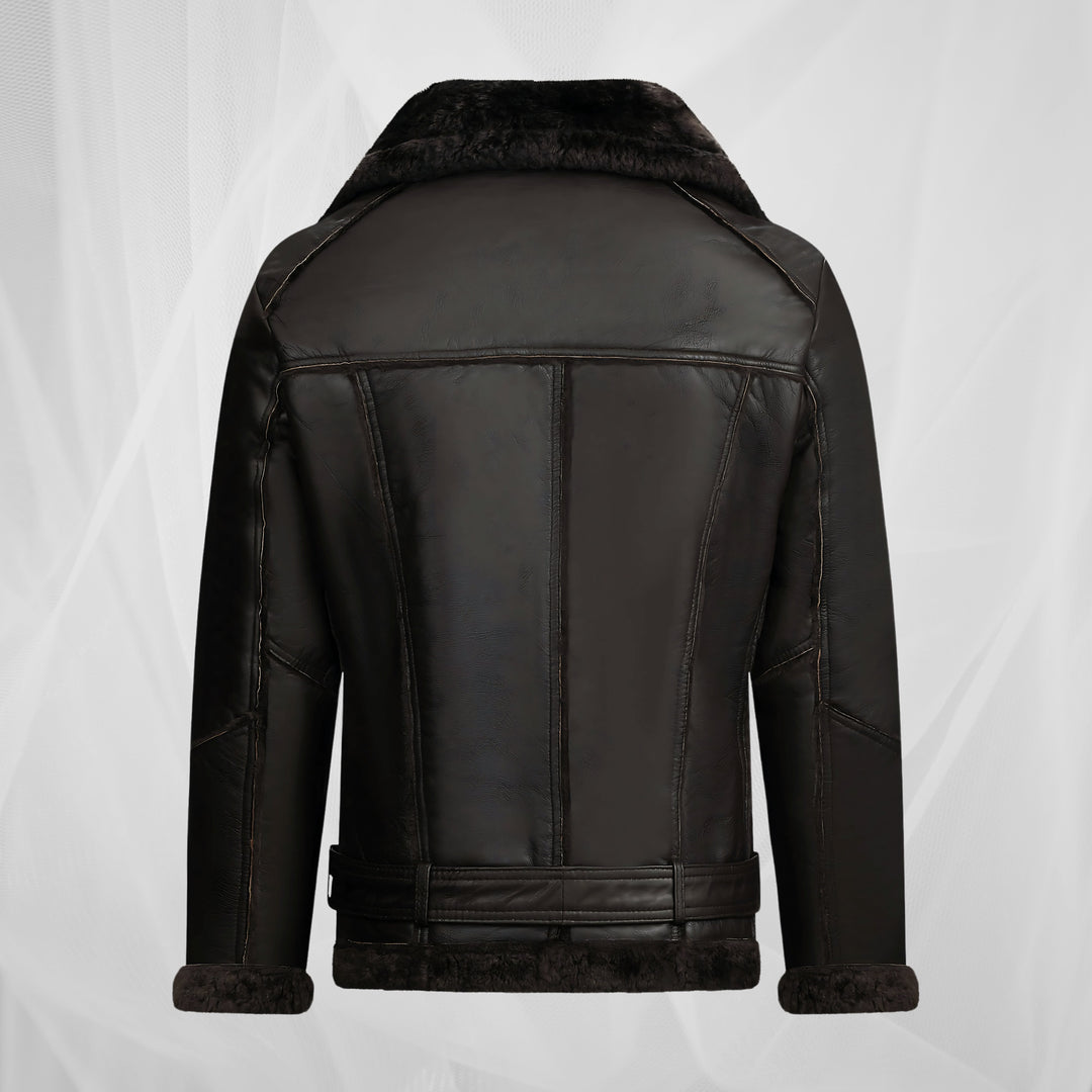 Luke™ – MEN’S STYLISH BLACK SHEARLING JACKET