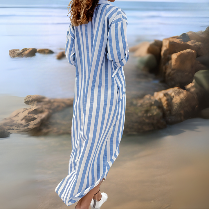Joyce™ - ELEGANT STRIPED DRESS WITH V-NECKLINE