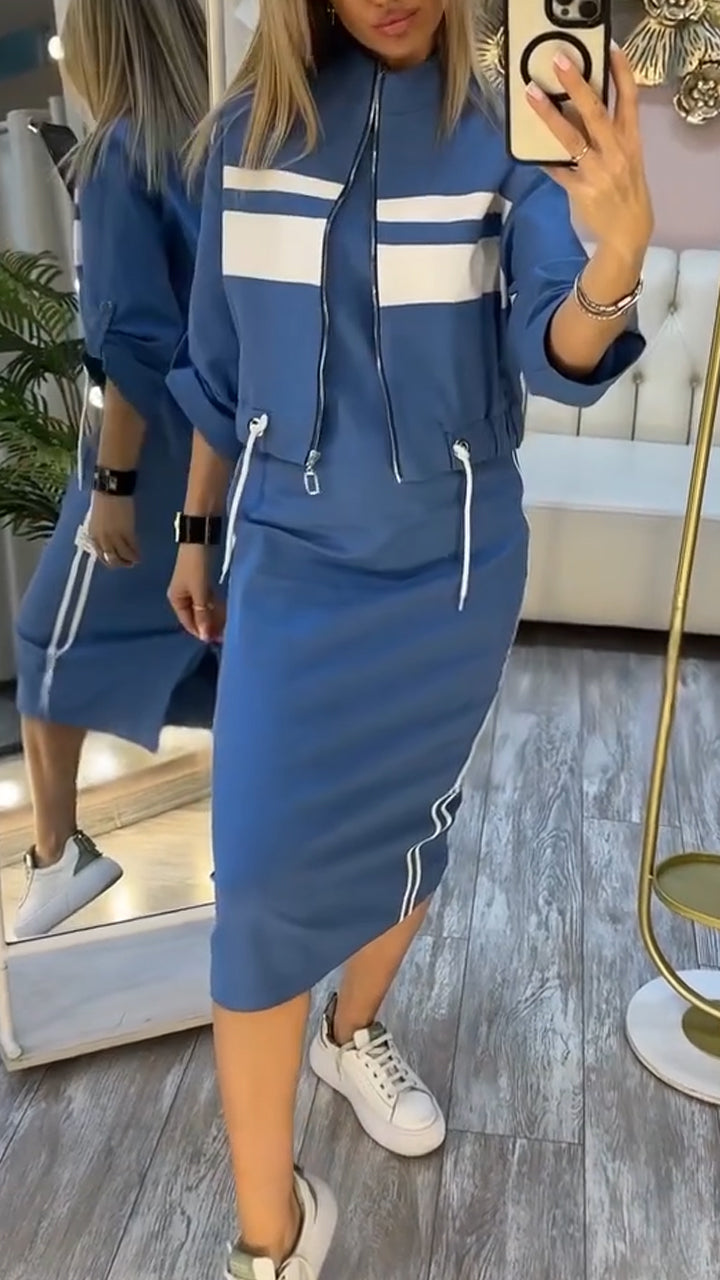 Marielle™ - CASUAL-CHIC MIDI DRESS AND ZIP-UP JACKET SET