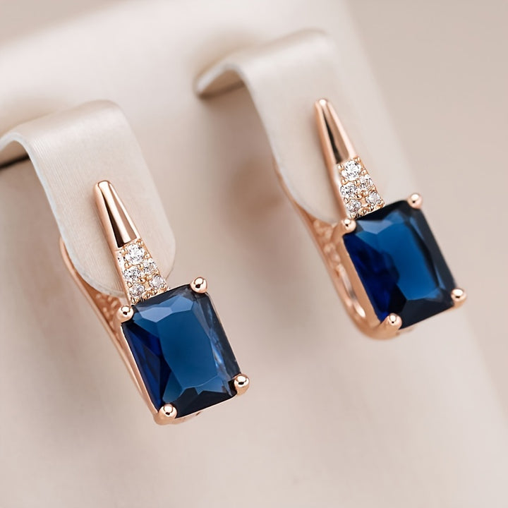 GLISTEN SQUARE™ - BLUE ZIRCON STUD EARRINGS