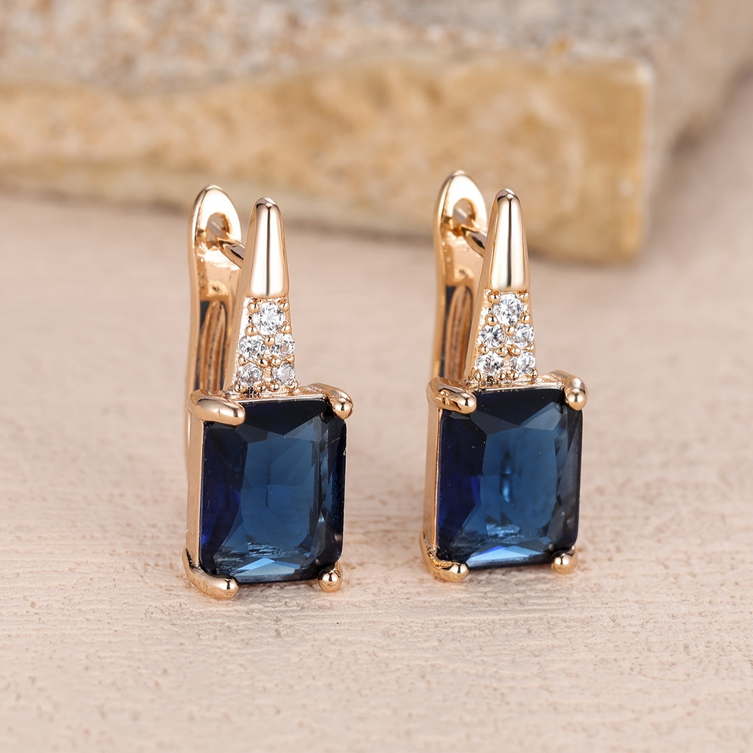 GLISTEN SQUARE™ - BLUE ZIRCON STUD EARRINGS