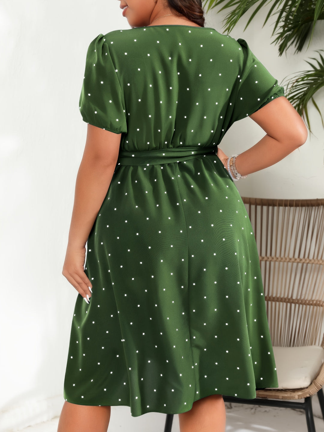 CELINA™ - POLKA DOT SQUARE NECK DRESS