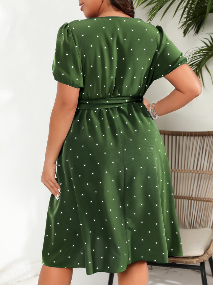 CELINA™ - POLKA DOT SQUARE NECK DRESS