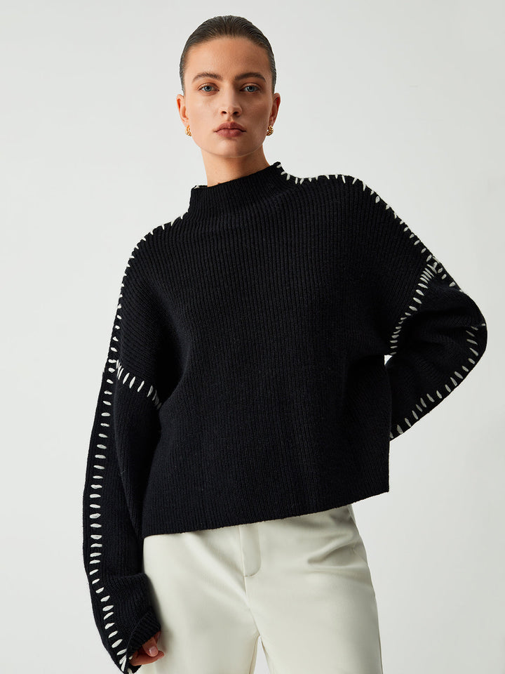Chloe™ - OVERSIZED MOCK NECK SWEATER WITH A RELAXED FIT