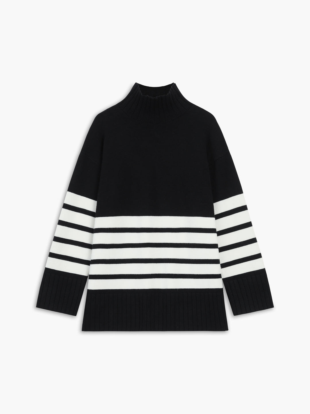 Zoey™ - STRIPE MOCK NECK SWEATER WITH ELEGANT DESIGN