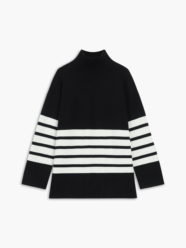 Zoey™ - STRIPE MOCK NECK SWEATER WITH ELEGANT DESIGN