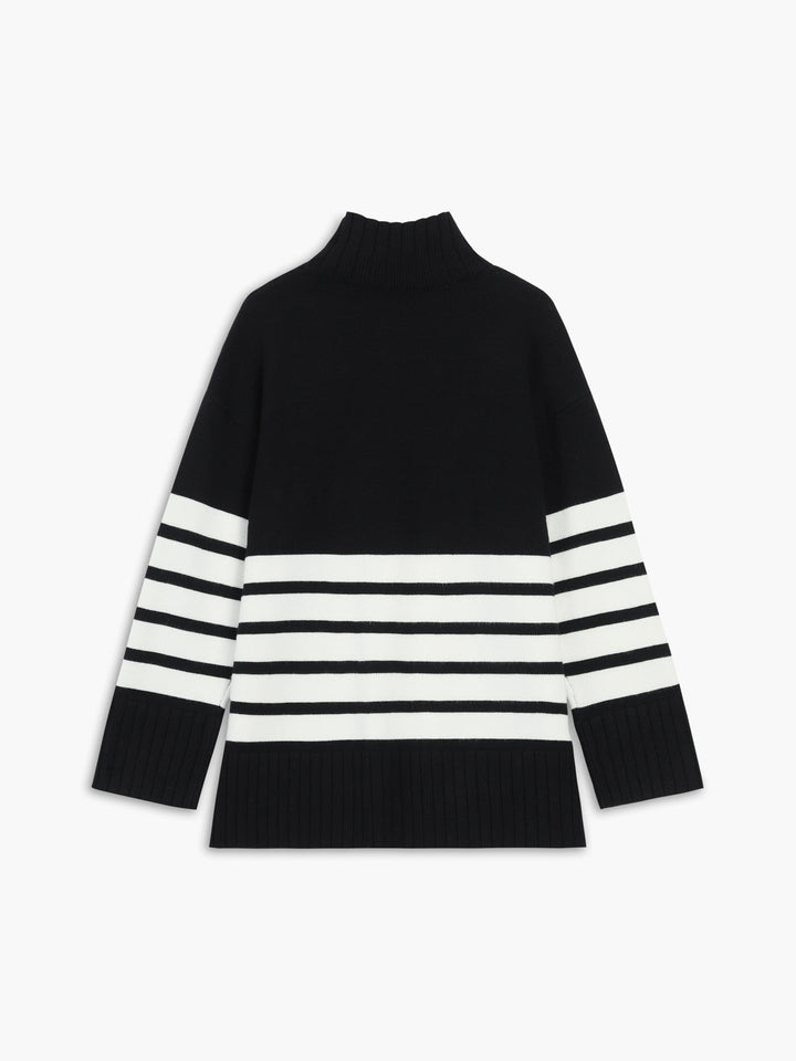 Zoey™ - STRIPE MOCK NECK SWEATER WITH ELEGANT DESIGN