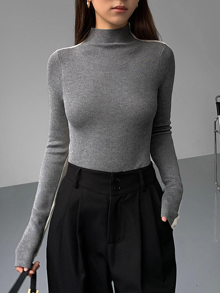 Sophia™ - REVERSIBLE LONG SLEEVE KNIT TOP WITH TWO-TONE DESIGN