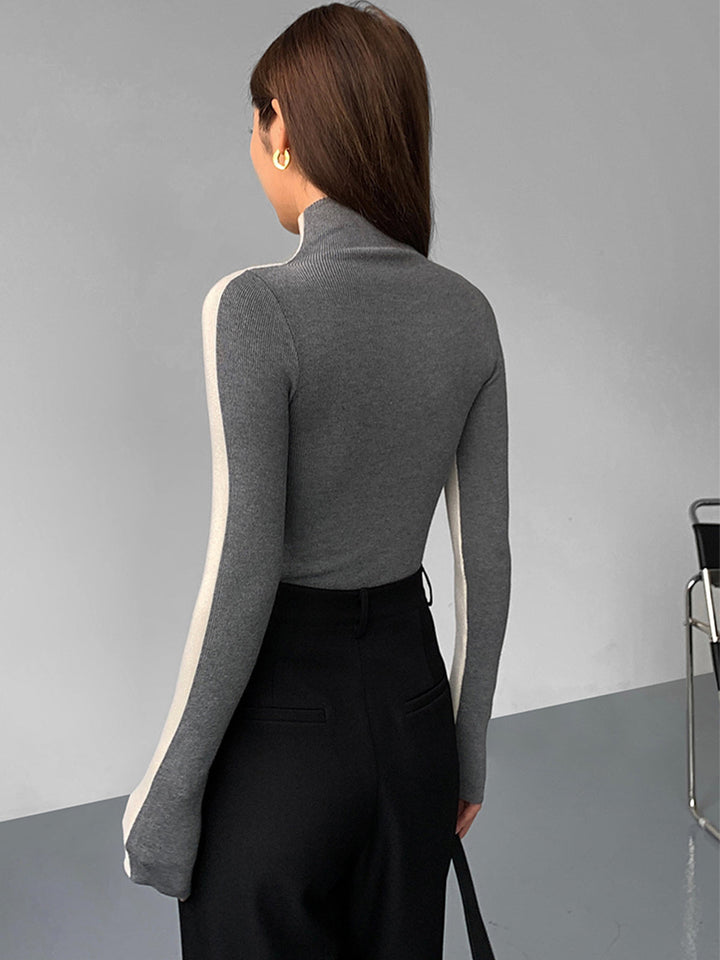 Sophia™ - REVERSIBLE LONG SLEEVE KNIT TOP WITH TWO-TONE DESIGN