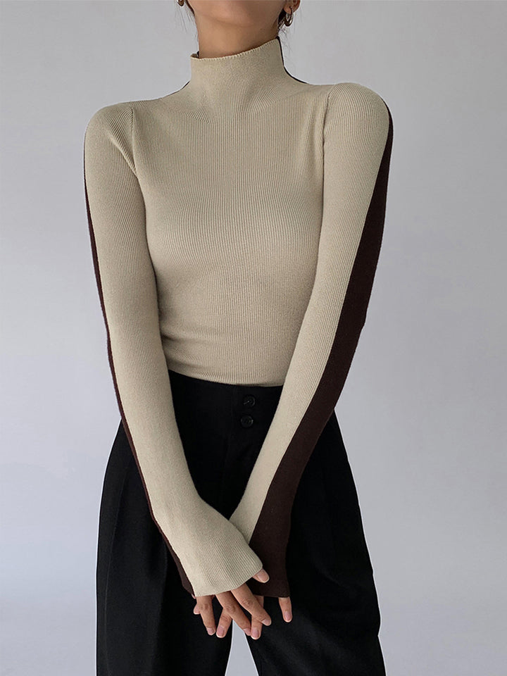 Sophia™ - REVERSIBLE LONG SLEEVE KNIT TOP WITH TWO-TONE DESIGN